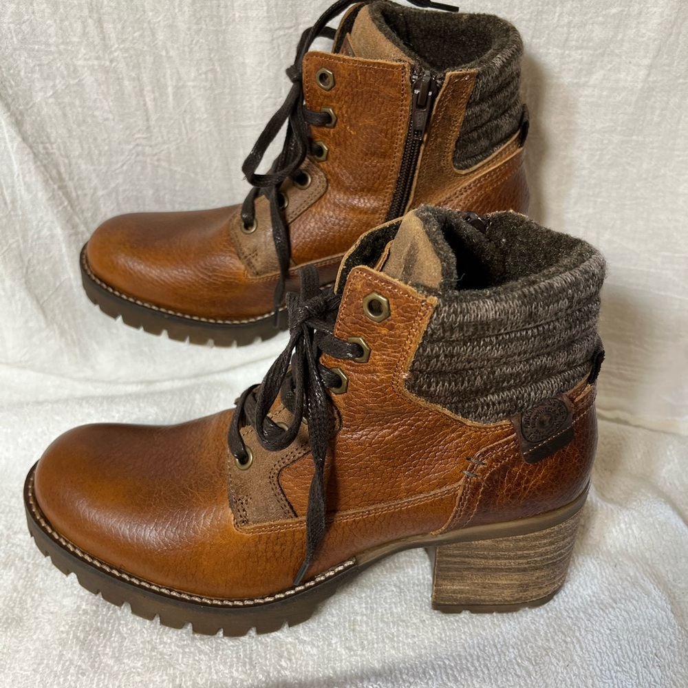 Creative Oasis Society Handmade Bull Boxer Brown Ankle Boots with Knit Cuff